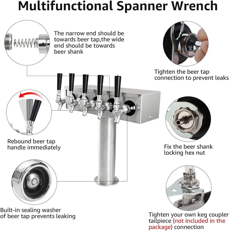 MRbrew Draft Beer Shank Faucet Kit, 1-1/2'' Beer Shank No Leak 1/4'' Beer Line Nipple Barb Fitting Beer Shank Tap for Kegerator Brewing with Self-Closing Beer Tap, Stainless Steel Core for Beer Party - Image 3